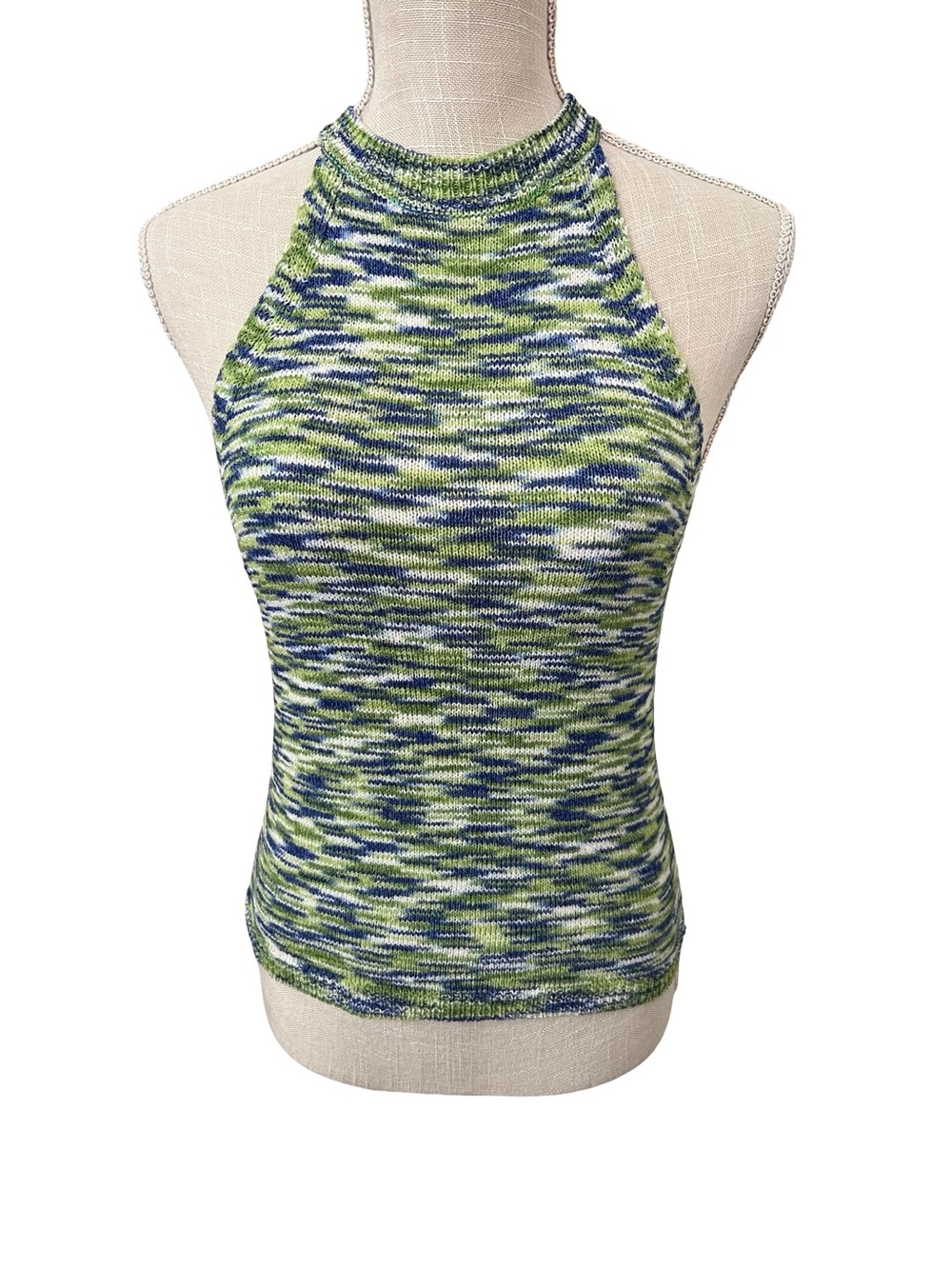 Versona Green & Blue Speckled Halter Knit Tank